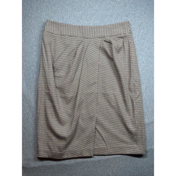 NEW J. McLaughlin Maddie Knit Pencil Skirt Brown Tones Plaid‎ Houndstooth 6 NWT - Picture 1 of 5